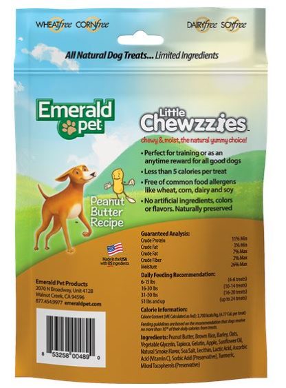 Gâterie pour chien au beurre d'arachide Little Chewzzies, Emerald Pet 141g