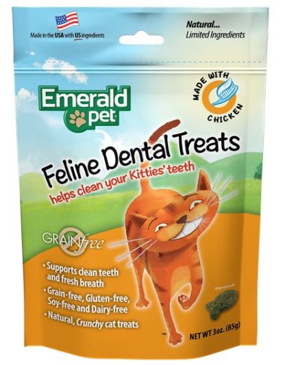 Gâterie dentaire pour chat au poulet, Emerald pet 85g