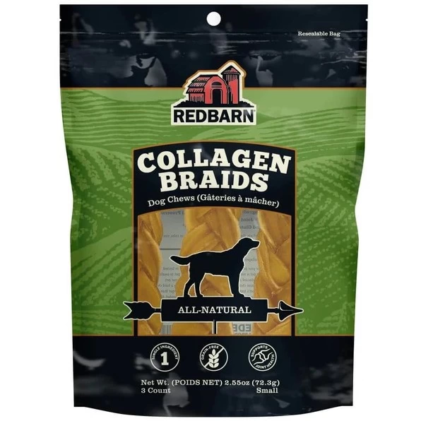 Bâtons de collagène tressés pour chien 3un, Redbarn